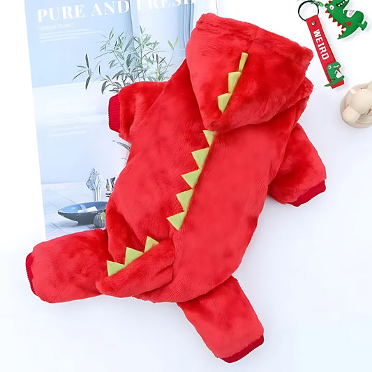 Cute Dinosaur Dog Hoodie – Warm Fleece Winter Coat for Small Dogs