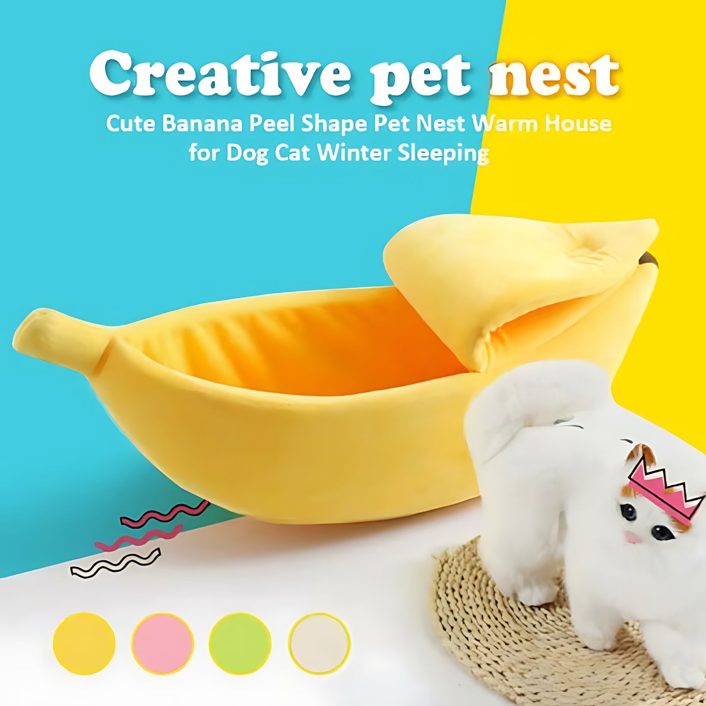 Banana Cat Bed House – Cute & Cozy Plush Pet Bed for Cats & Small Dogs