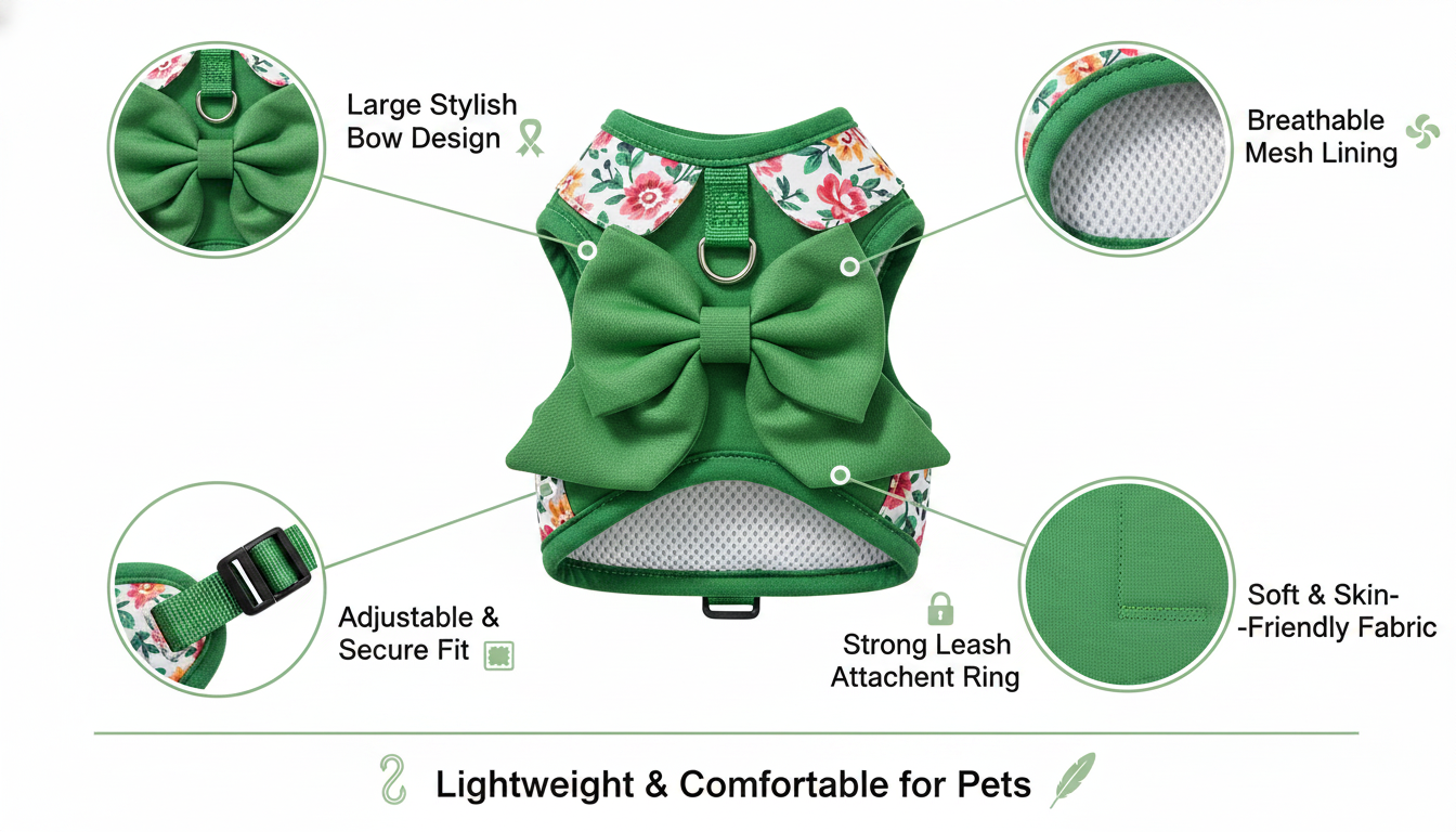 Breathable Dog Vest Harness Set with Matching Collar & Lead