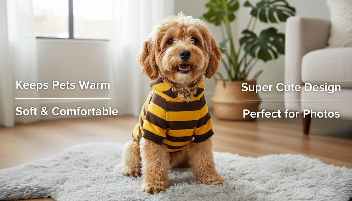 Cute Bee Pet Hoodie – Warm Winter Costume for Dogs & Cats