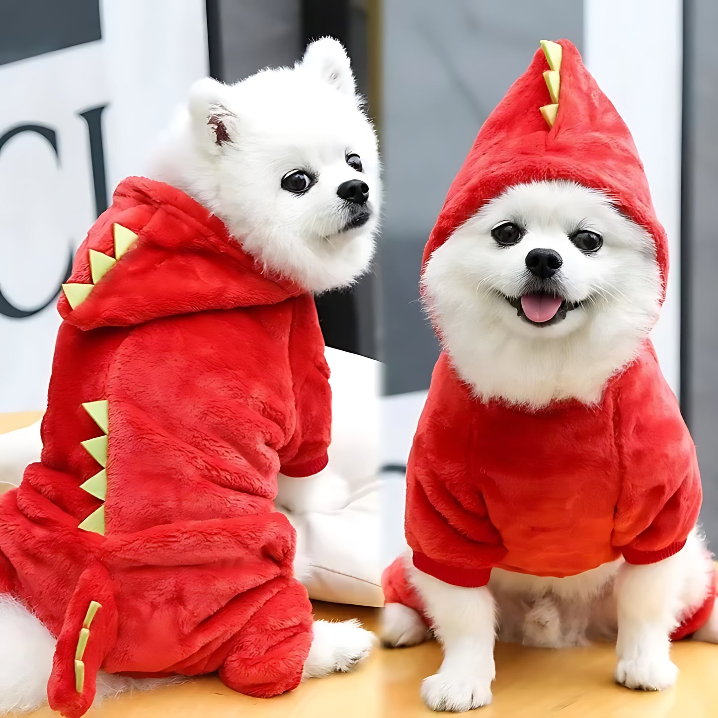 Cute Dinosaur Dog Hoodie – Warm Fleece Winter Coat for Small Dogs