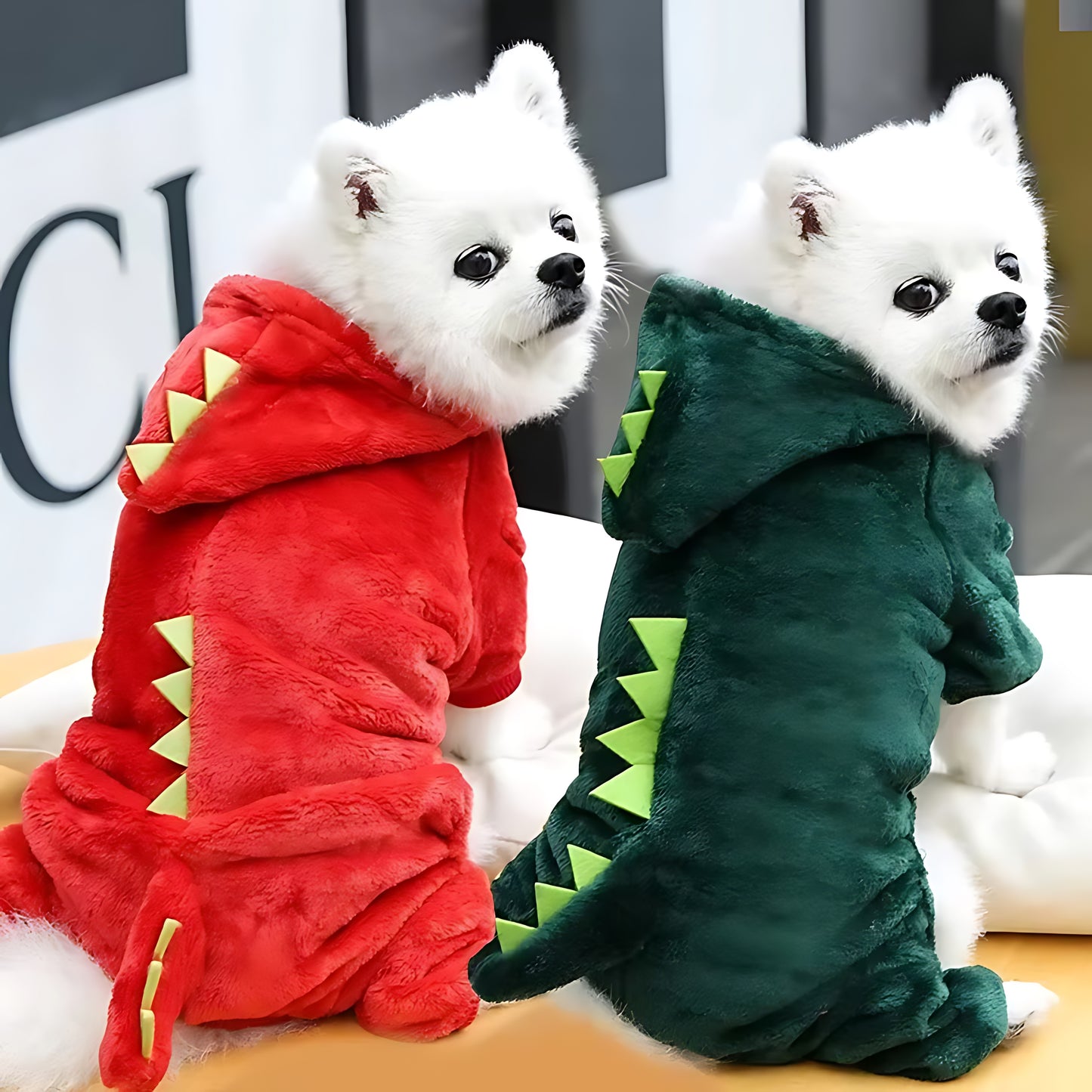 Cute Dinosaur Dog Hoodie – Warm Fleece Winter Coat for Small Dogs