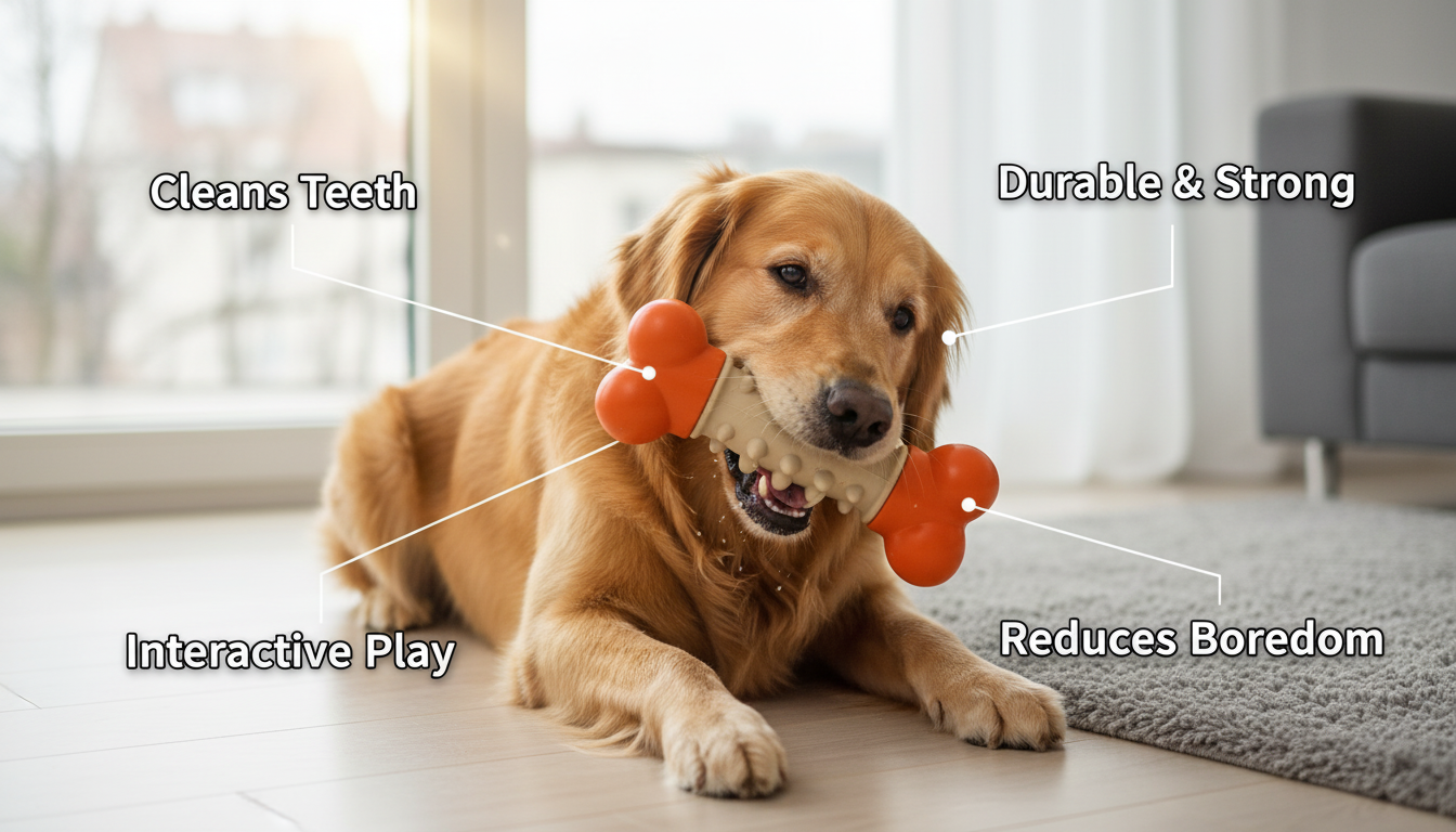 Durable Dog Chew Toy with Treat Dispenser – Interactive Toy for Small & Medium Dogs