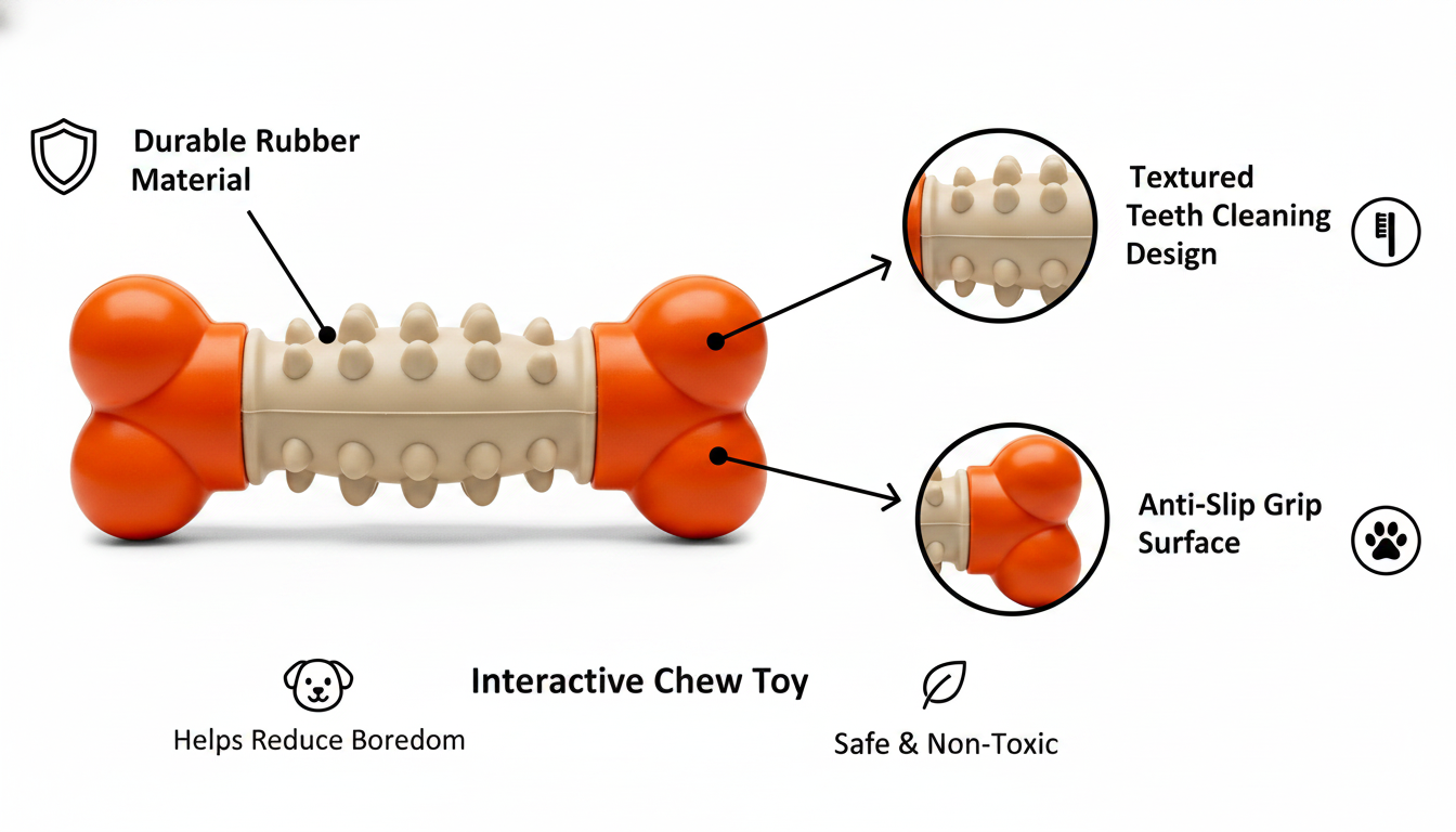 Durable Dog Chew Toy with Treat Dispenser – Interactive Toy for Small & Medium Dogs