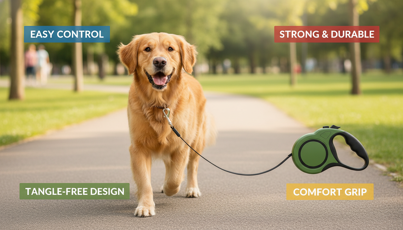 Durable Retractable Dog Lead – 5m / 8m for Active Walks
