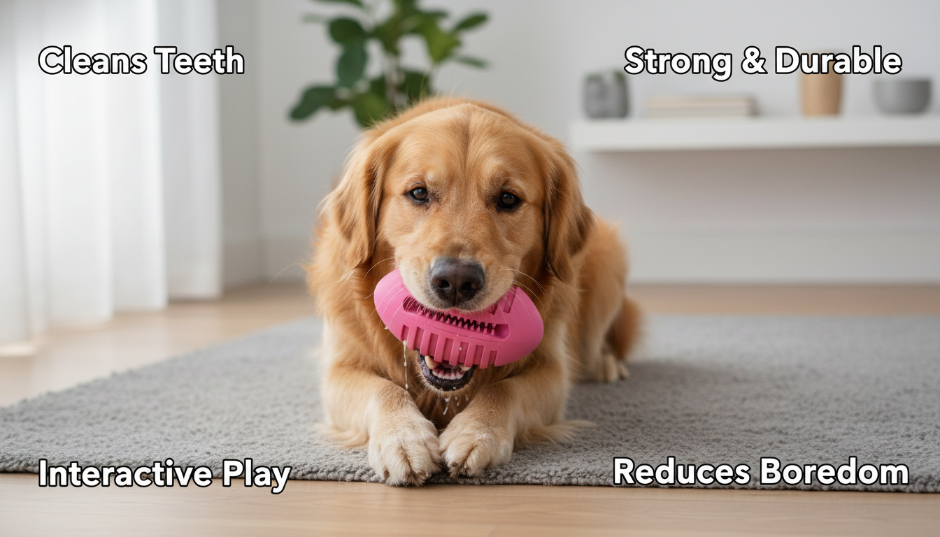 Durable Rubber Dog Treat Ball – Interactive Bouncy Chew Toy for Dogs