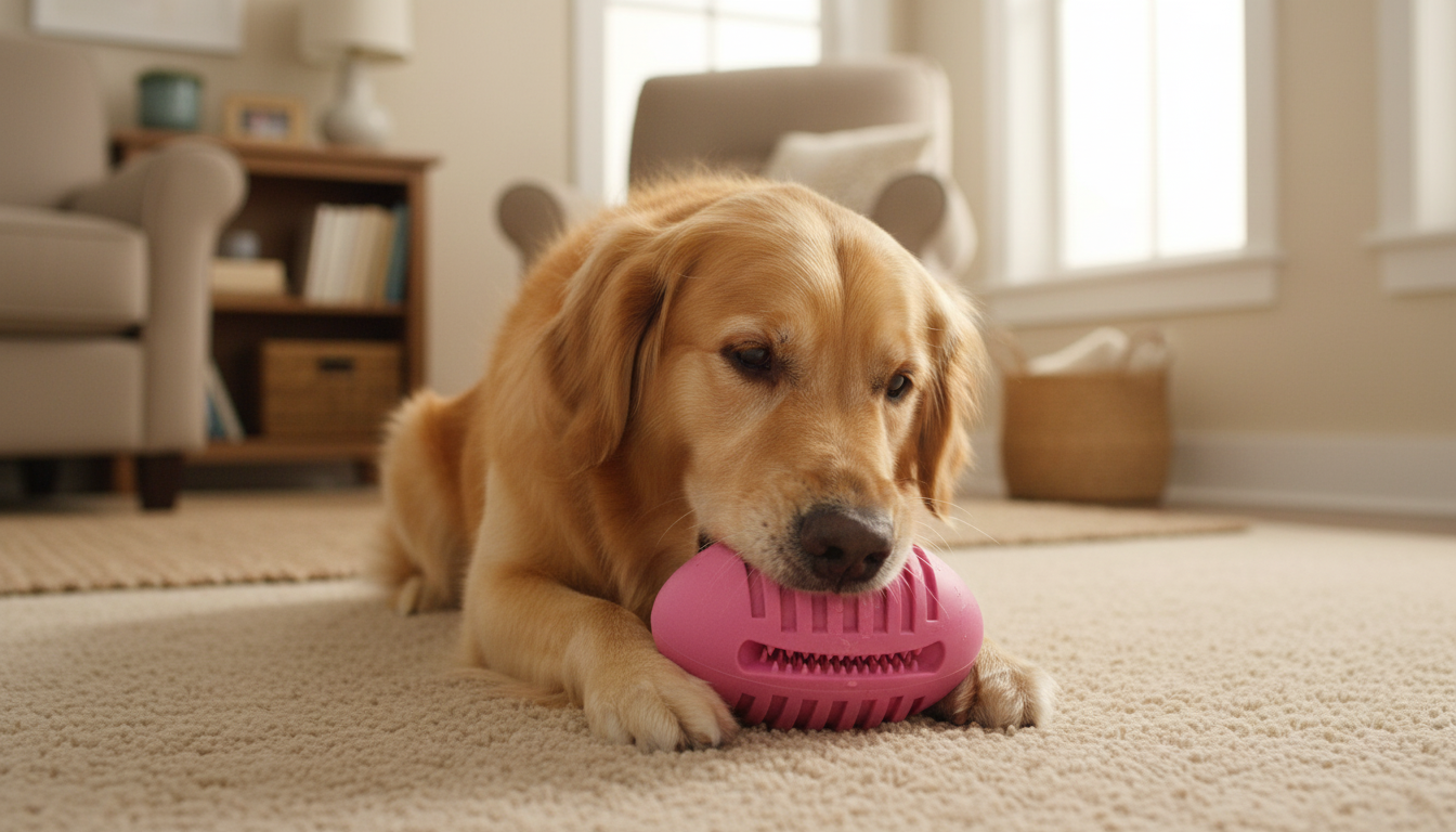 Durable Rubber Dog Treat Ball – Interactive Bouncy Chew Toy for Dogs