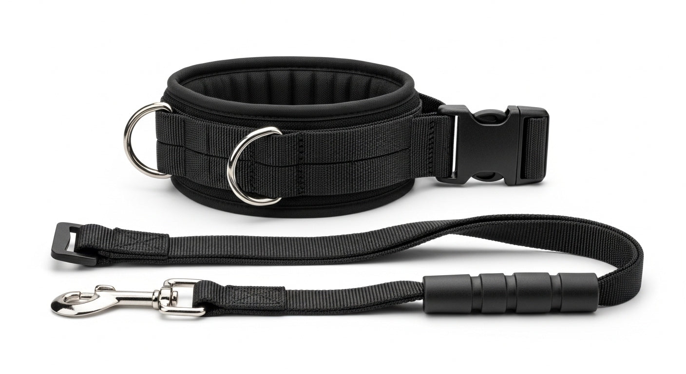 Military Style Tactical Dog Collar & Leash Set – Strong Adjustable Nylon Lead
