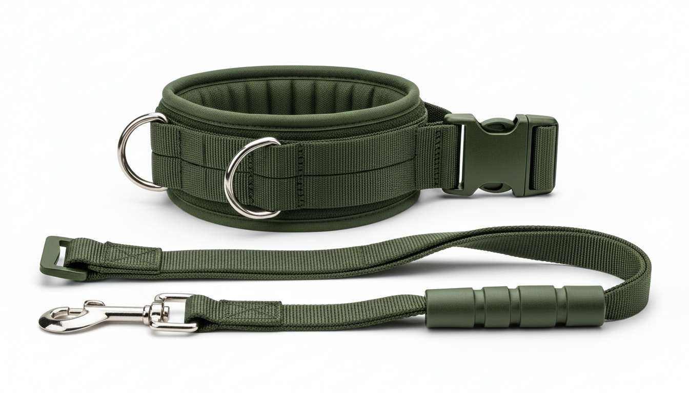 Military Style Tactical Dog Collar & Leash Set – Strong Adjustable Nylon Lead