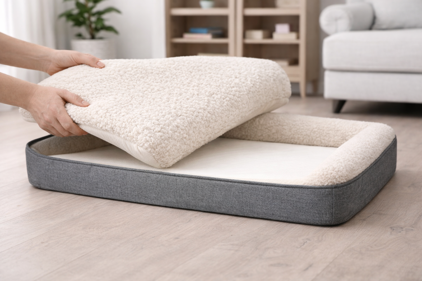Orthopaedic Memory Foam Dog Bed – Anti-Slip Base – Washable Cover – Large 90cm
