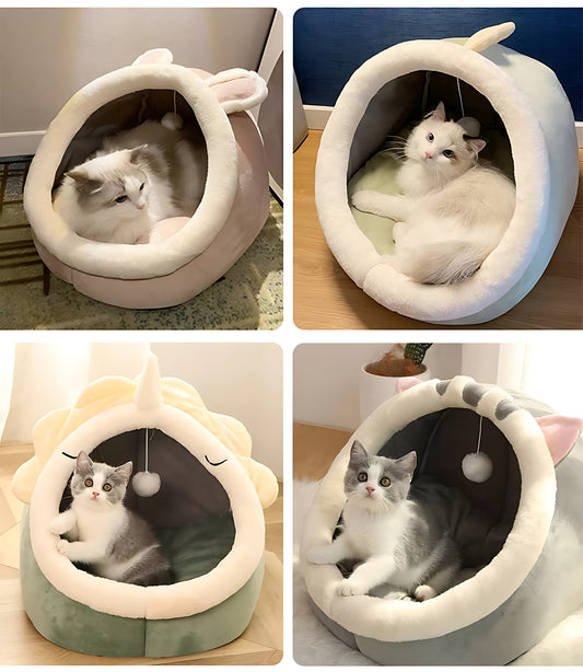 Premium Luxury Cat Cave Bed – Soft Enclosed Sleeping House for Pets