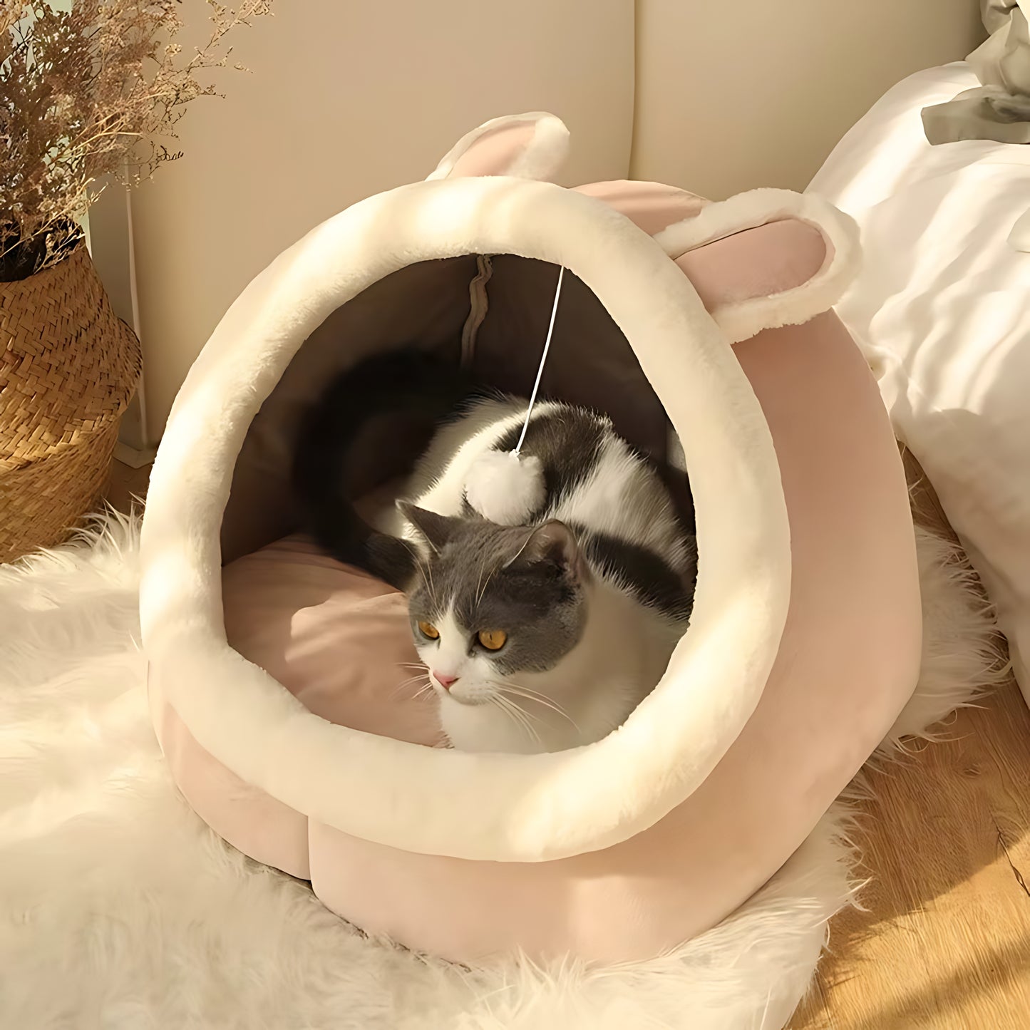 Premium Luxury Cat Cave Bed – Soft Enclosed Sleeping House for Pets