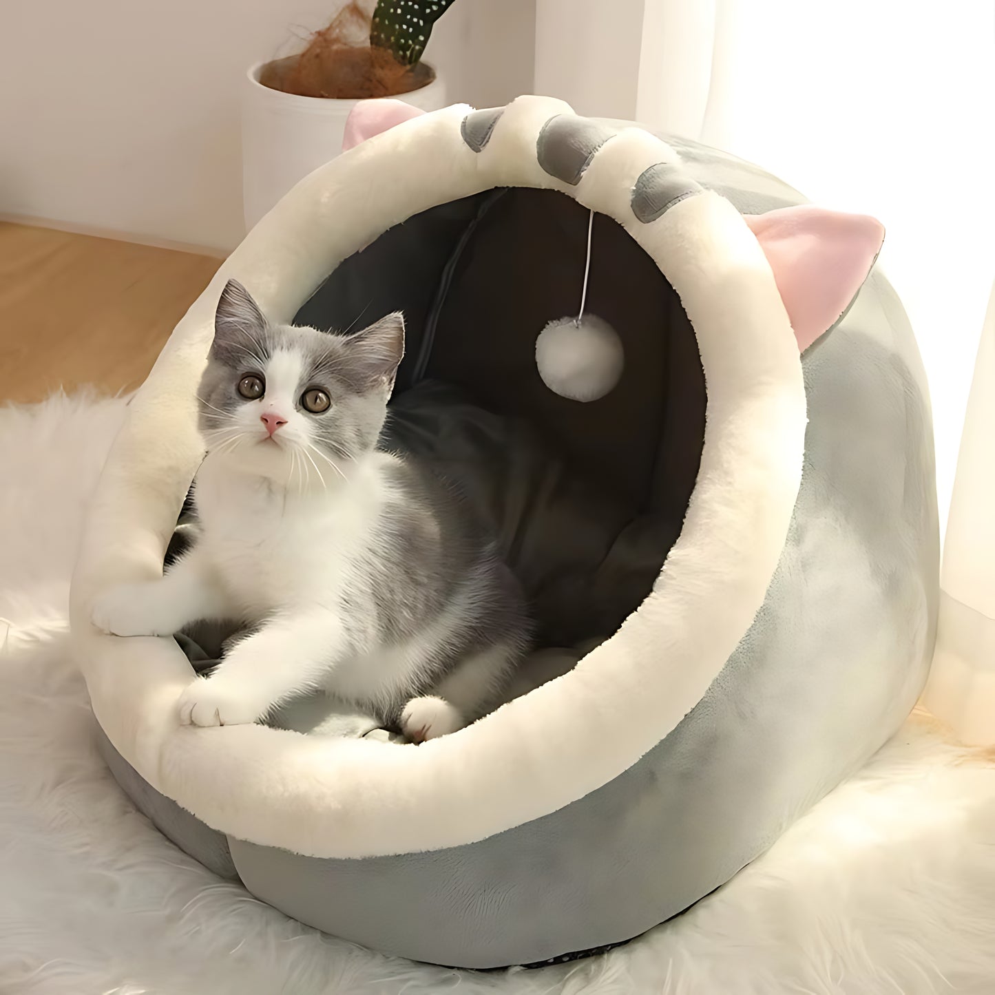Premium Luxury Cat Cave Bed – Soft Enclosed Sleeping House for Pets