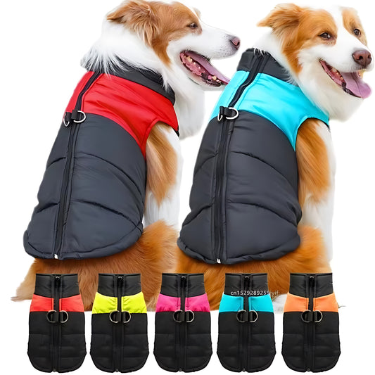 Windproof Waterproof Dog Coat – Warm Winter Jacket with Zipper