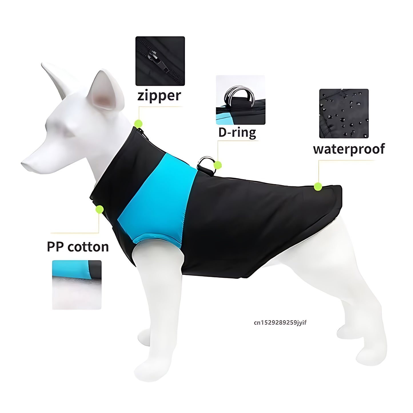 Windproof Waterproof Dog Coat – Warm Winter Jacket with Zipper