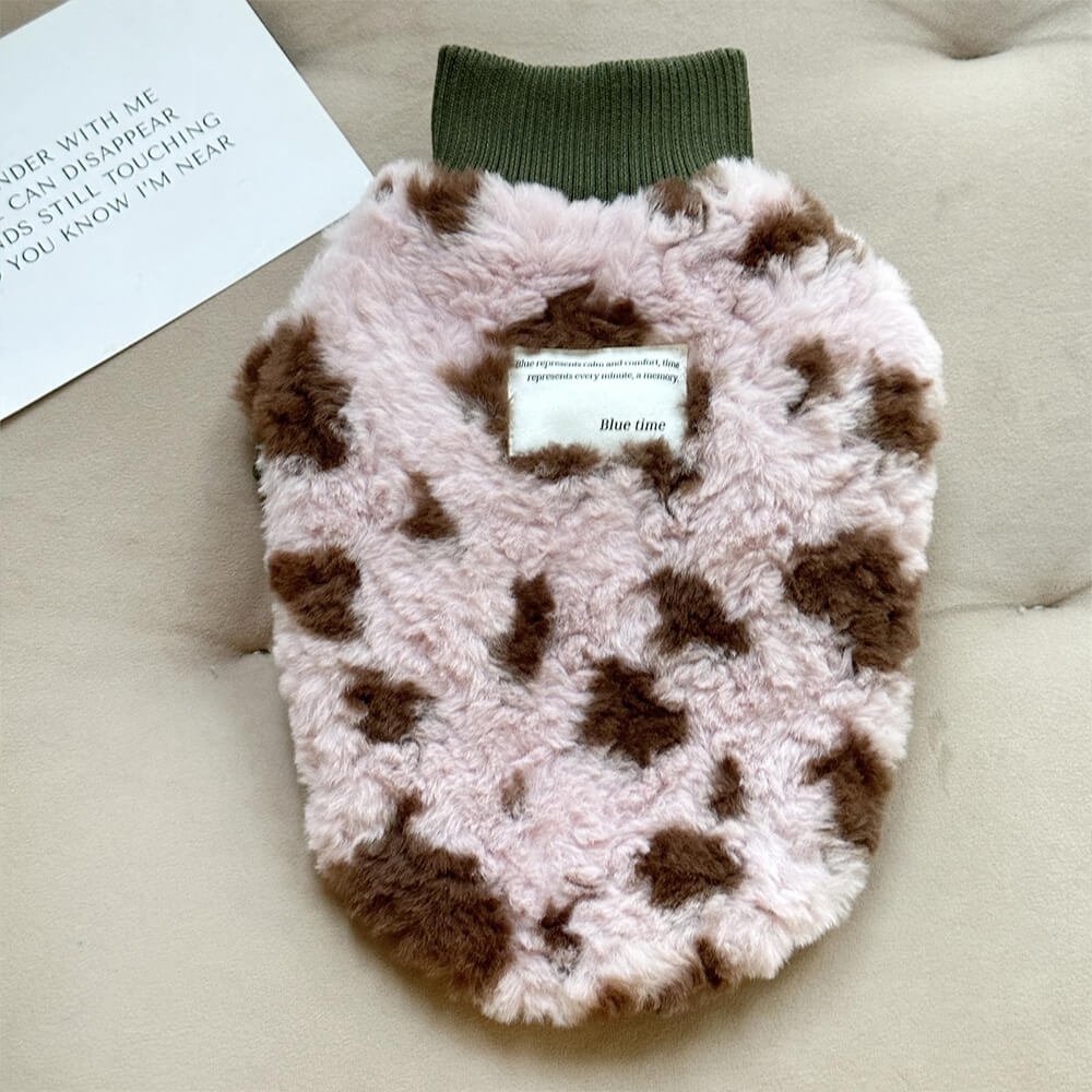 Fluffy Cow Print Dog Sweater - Cozy and Trendy Winter Wear - Image 7