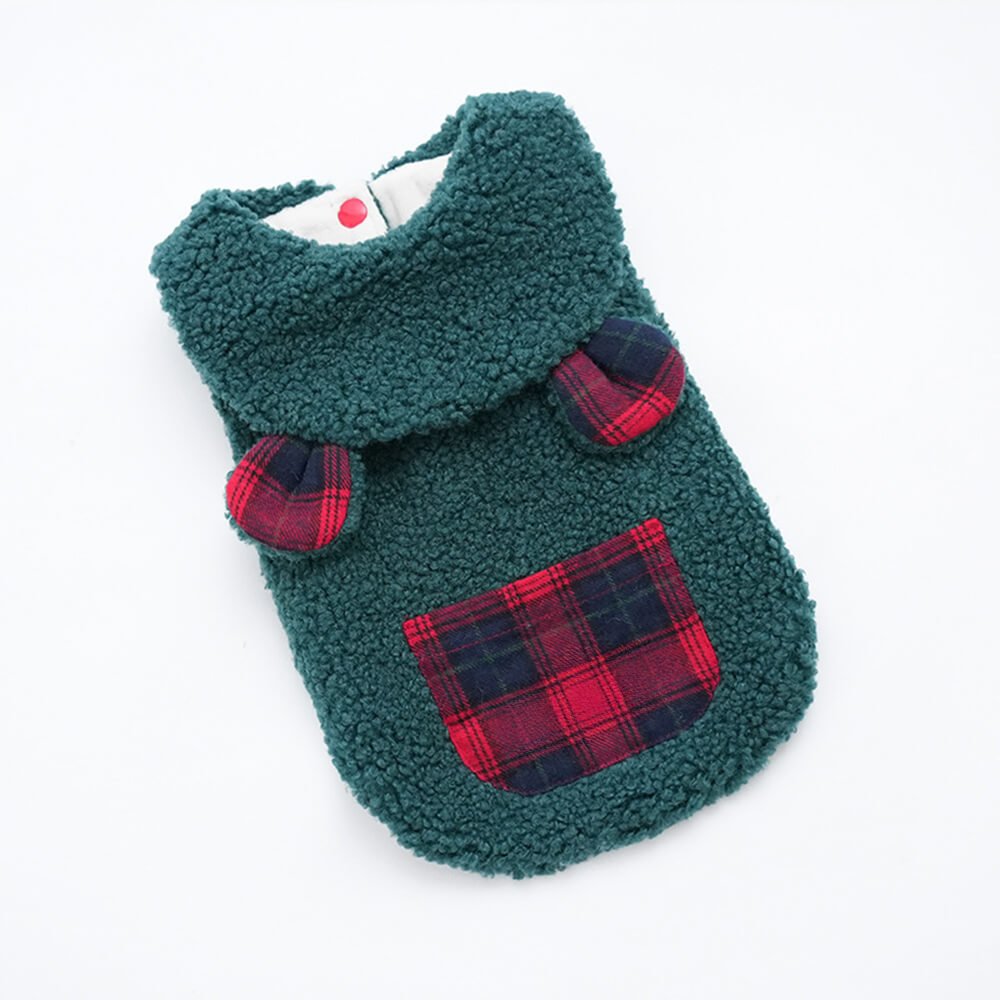 Plaid Trim Sherpa Dog Vest - Cozy, Cute, and Perfect for Winter - Image 3