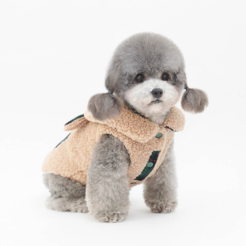 Plaid Trim Sherpa Dog Vest - Cozy, Cute, and Perfect for Winter - Image 4