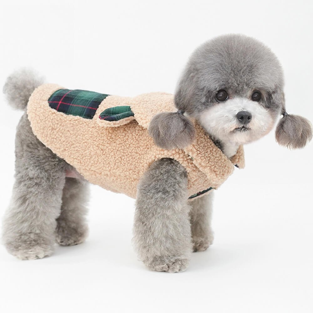 Plaid Trim Sherpa Dog Vest - Cozy, Cute, and Perfect for Winter - Image 6
