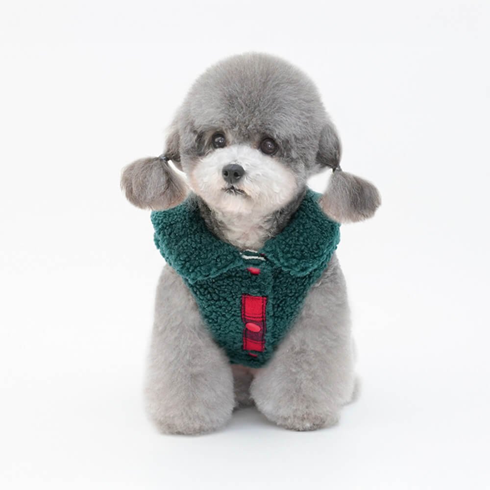 Plaid Trim Sherpa Dog Vest - Cozy, Cute, and Perfect for Winter - Image 8