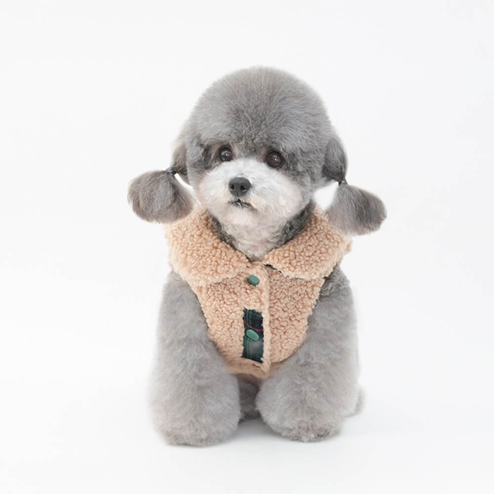 Plaid Trim Sherpa Dog Vest - Cozy, Cute, and Perfect for Winter - Image 9