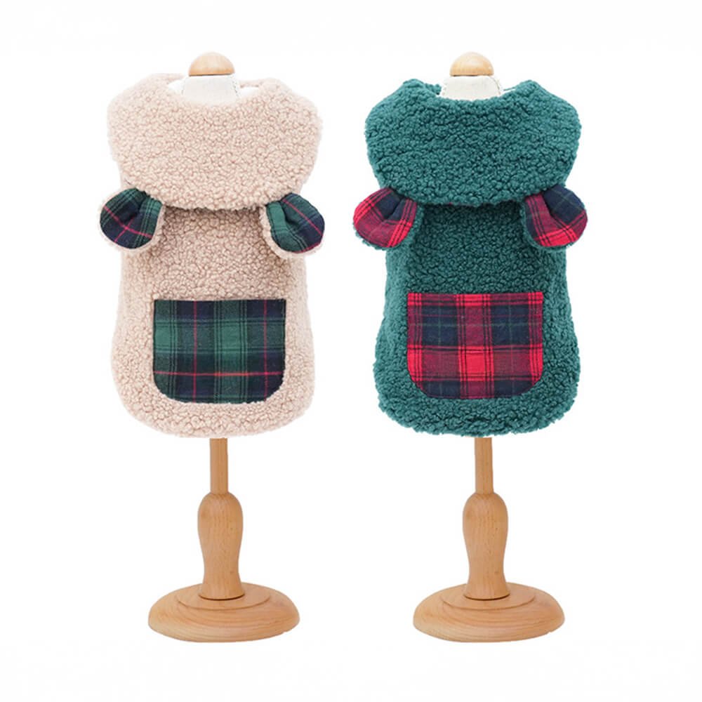 Plaid Trim Sherpa Dog Vest - Cozy, Cute, and Perfect for Winter - Image 10