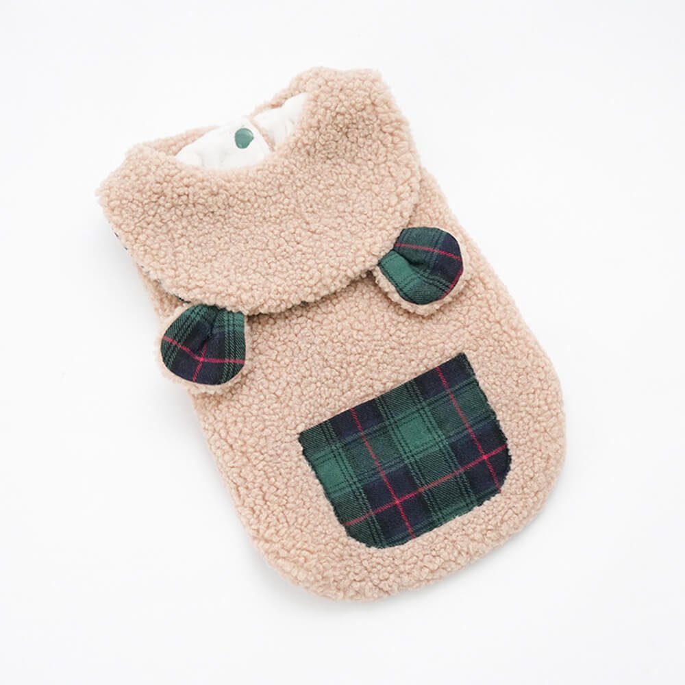 Plaid Trim Sherpa Dog Vest - Cozy, Cute, and Perfect for Winter - Image 12