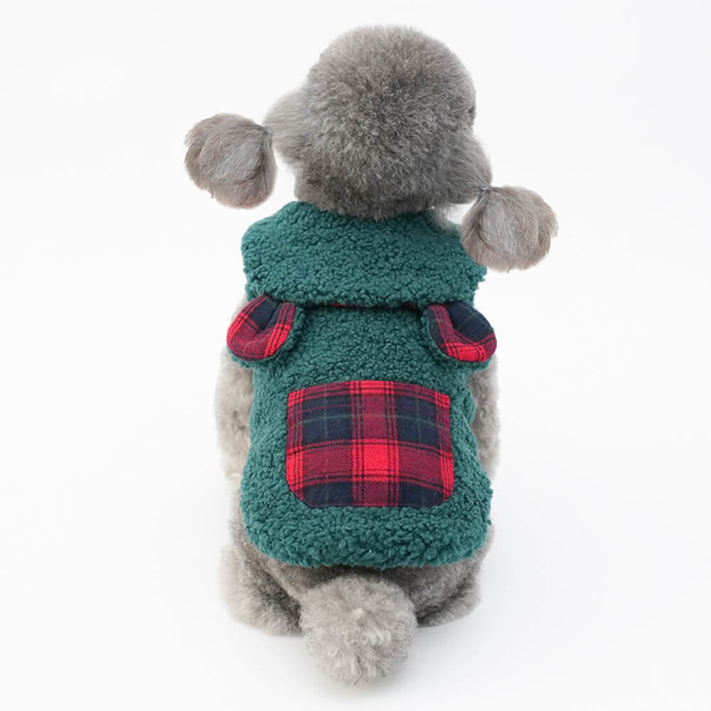 Plaid Trim Sherpa Dog Vest - Cozy, Cute, and Perfect for Winter - Image 14